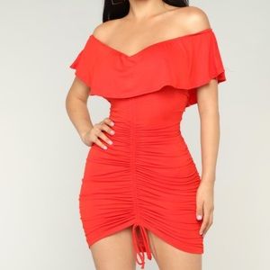 Red Ruched Dress